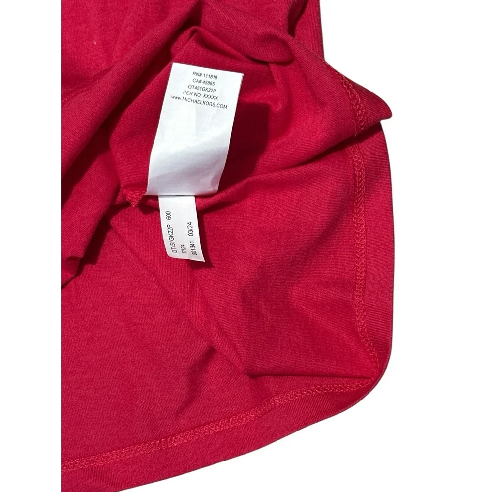 Michael‎ Kors Hot Pink Gold Studded Logo T-Shirt Women's Size M 60%Cott/40%Modal